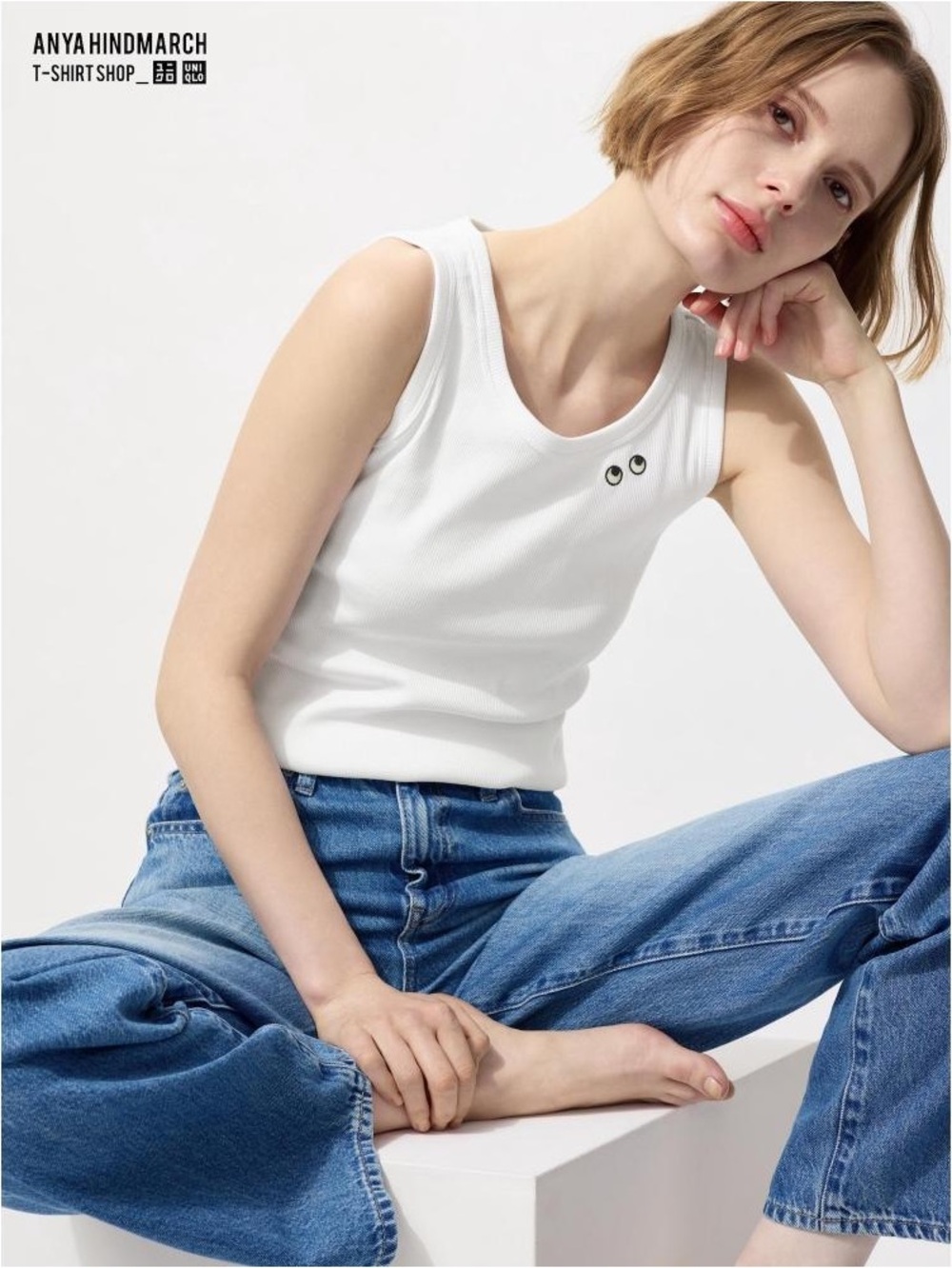 🆕 ANYA HINDMARCH x UNIQLO T4 Ribbed Tank L XL